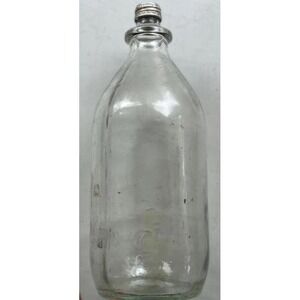 Vintage Dr Pepper 1 Liter Clear Glass Soda Bottle w/ Metal Screw Cap 1970s
